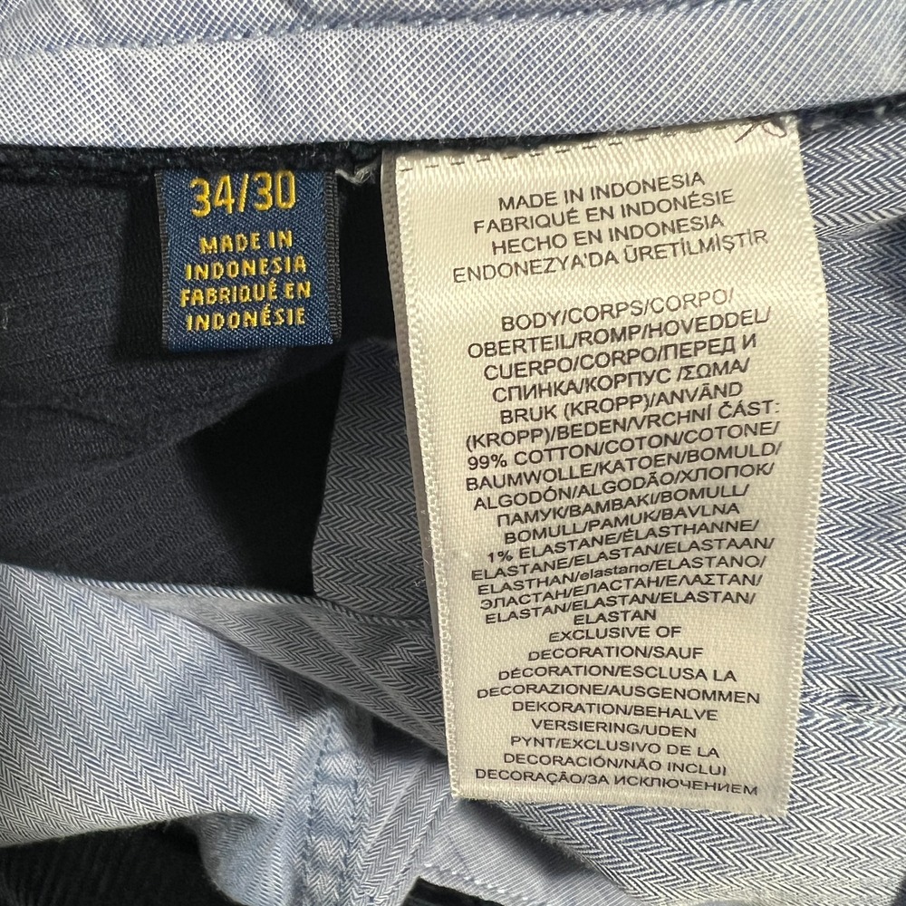 Polo Ralph Lauren Corduroy Pants Mens 34x30 New Navy Blue Chino Straight Stretch - Picture 10 of 14